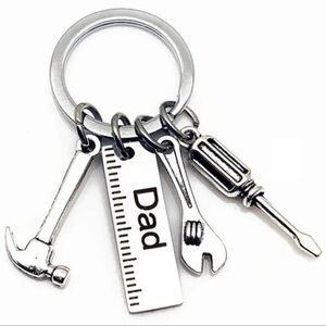 Dad Keychain Screwdriver Wrench Hammer Charm Silver Plated Father's Day Gift